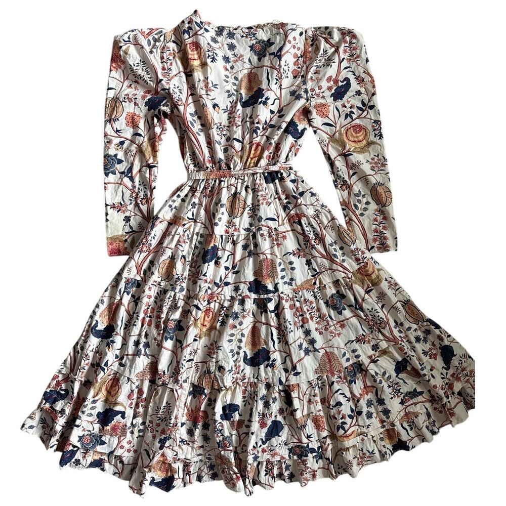 Ulla Johnson Nanette Poplin Midi Dress Daisy Tree of Life Print Size Large - Picture 10 of 12